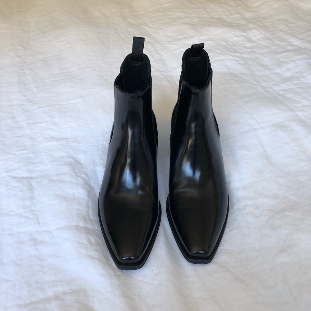 Prada Black Leather Square Toe Chelsea Boots New - Picture 4 of 10